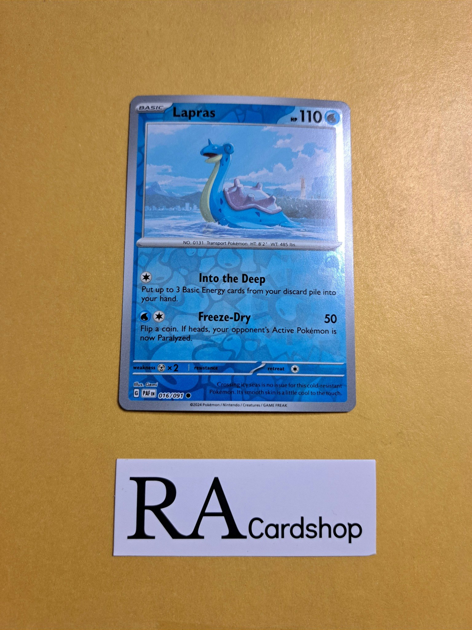 Lapras Reverse Holo Common 016/091 Paldean Fates Pokemon