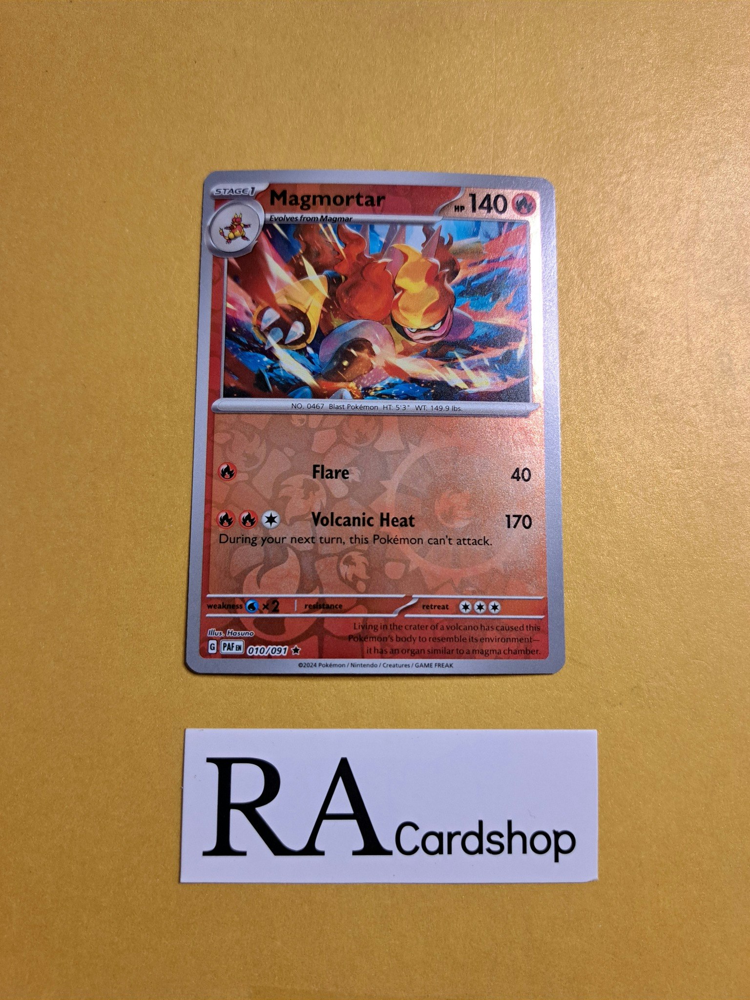 Magmortar Reverse Holo Rare 010/091 Paldean Fates Pokemon