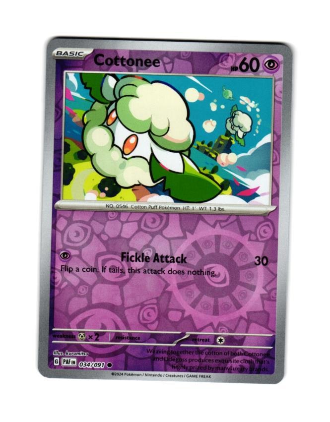 Cottonee Reverse Holo Common 034/091 Paldean Fates Pokemon