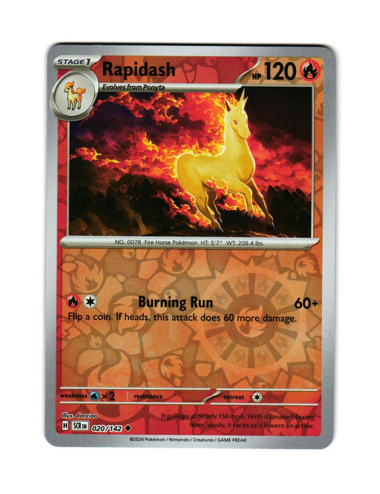 Rapidash Reverse Holo Uncommon 020/142 Stellar Crown Pokemon