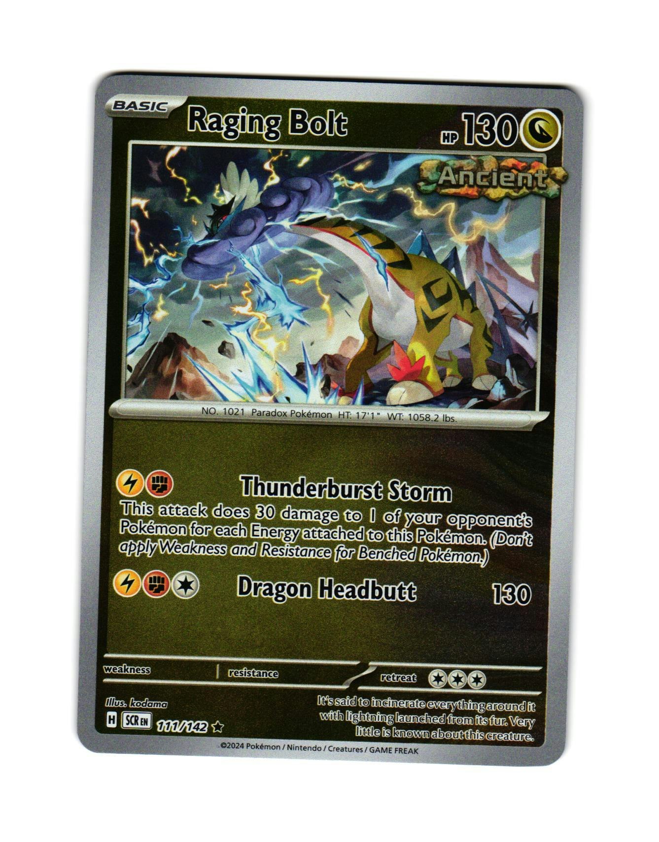 Raging Bolt Reverse Holo Rare 111/142 Stellar Crown Pokemon