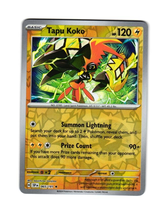 Tapu Koko Reverse Holo Rare 065/191 Surging Sparks Pokemon