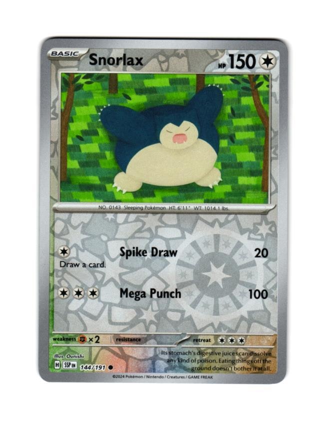 Snorlax Reverse Holo Common 144/191 Surging Sparks Pokemon