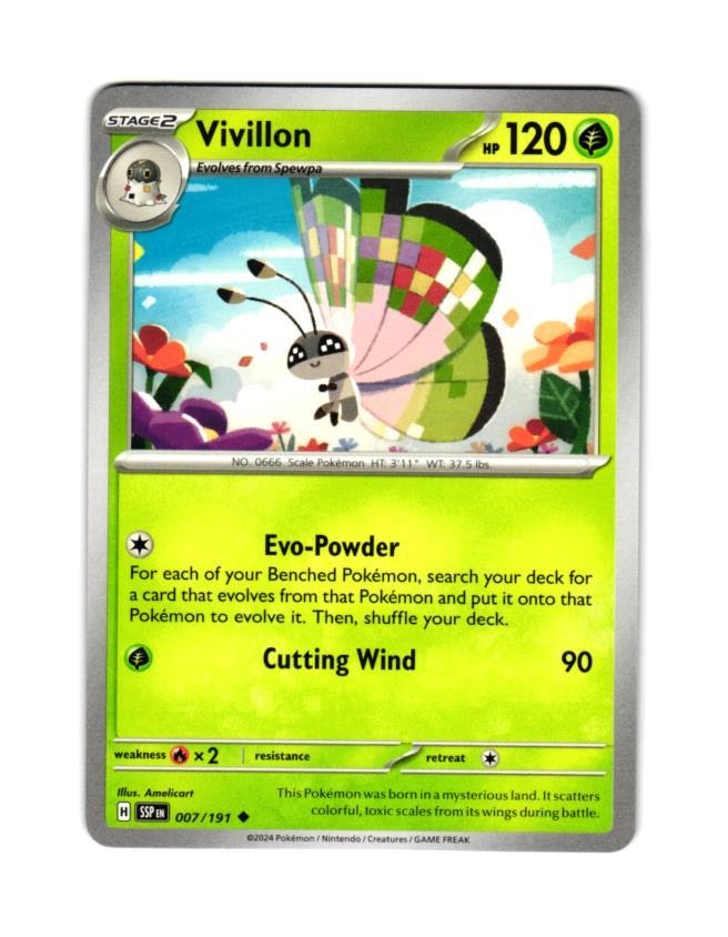 Vivillon Uncommon 007/191 Surging Sparks Pokemon