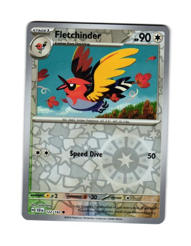 Fletchinder Reverse Holo Common 122/142 Stellar Crown Pokemon