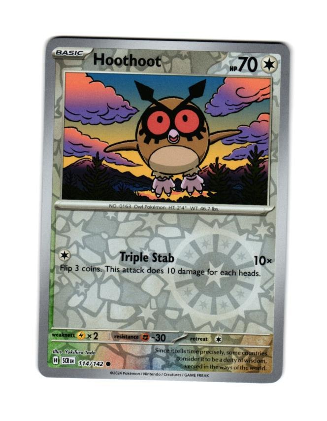 Hoothooot Reverse Holo Common 114/142 Stellar Crown Pokemon