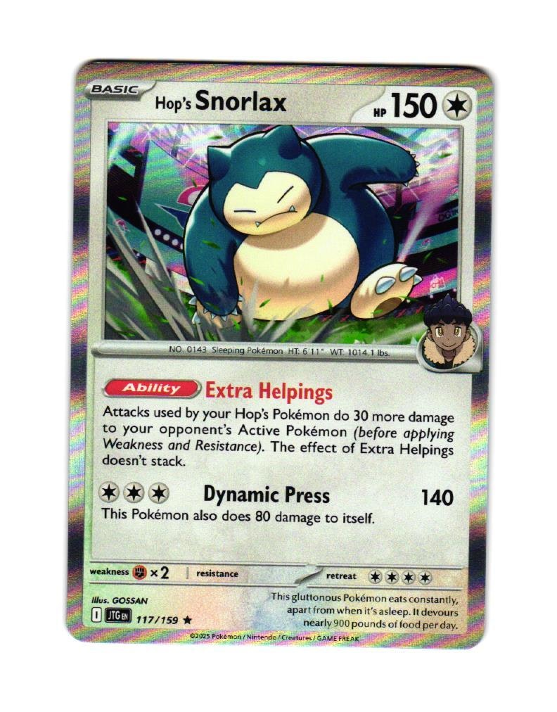 Hops Snorlax Holo Rare 117/159 Journey Together Pokemon