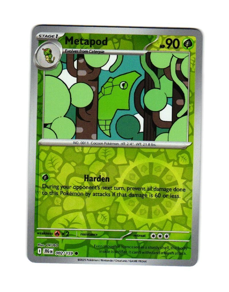 Metapod Reverse Holo Common 002/159 Journey Together Pokemon