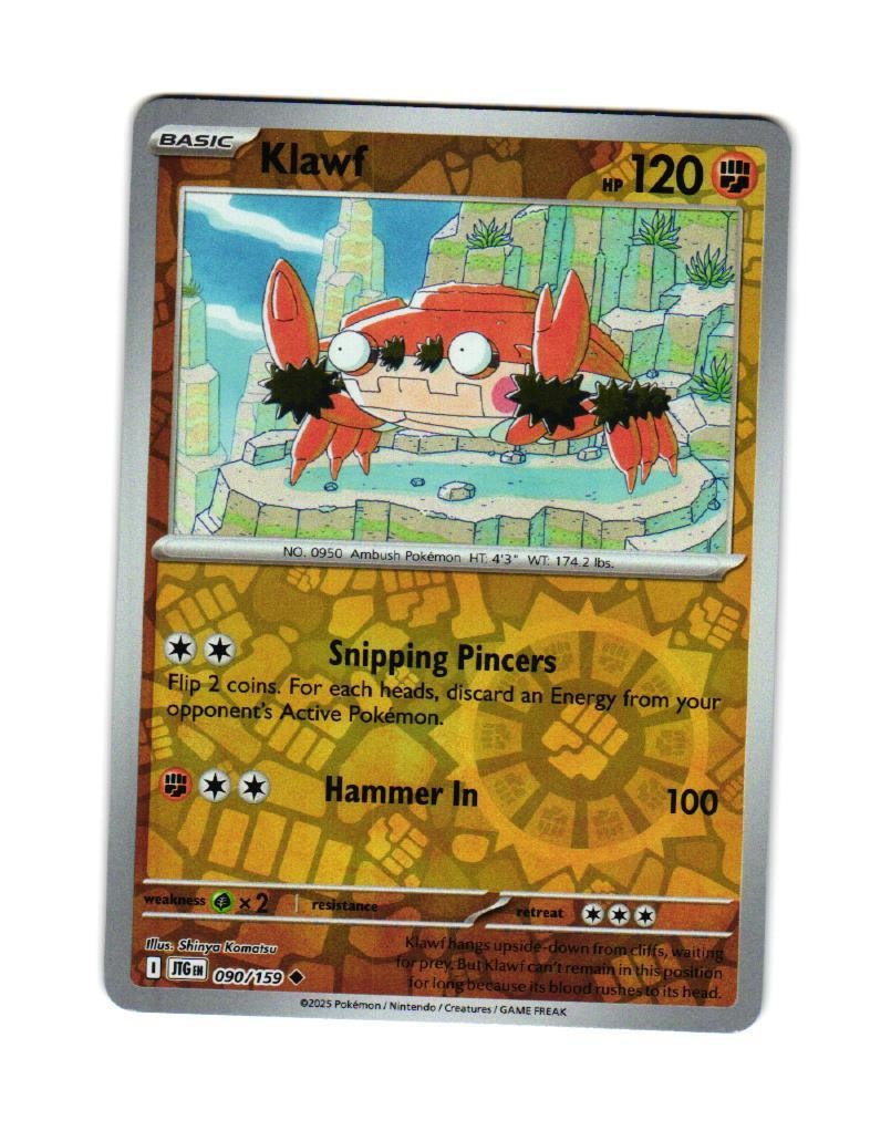 Klawf Reverse Holo Uncommon 090/159 Journey Together Pokemon