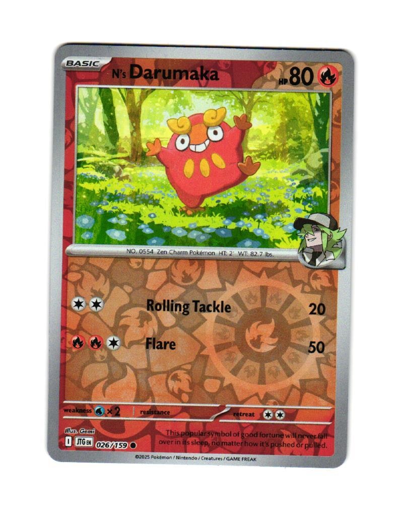 Ns Darumaka Reverse Holo Common 026/159 Journey Together Pokemon