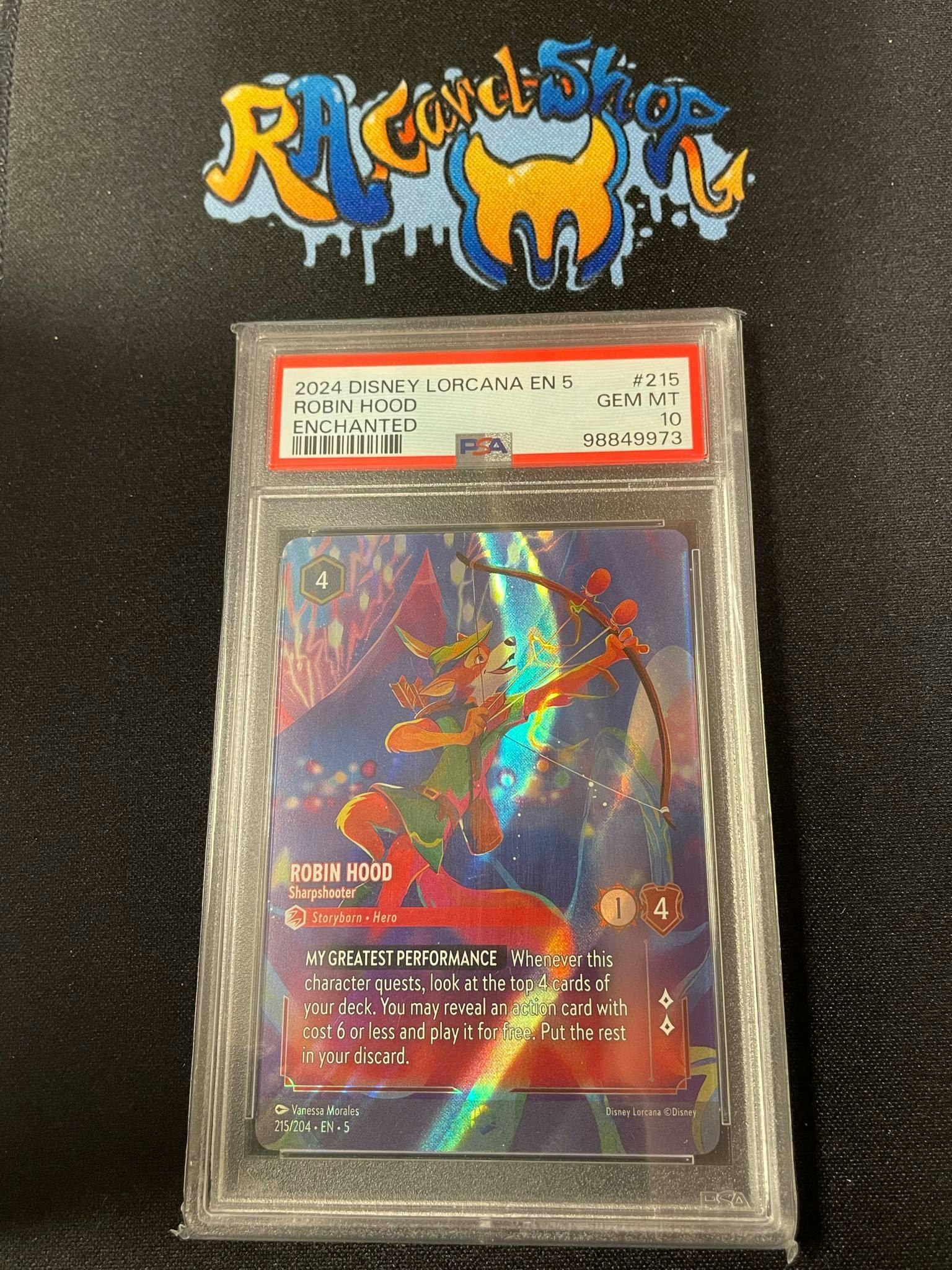 Robin Hood #215 Enchanted Disney Lorcana En 5 Graded Card 10 Psa
