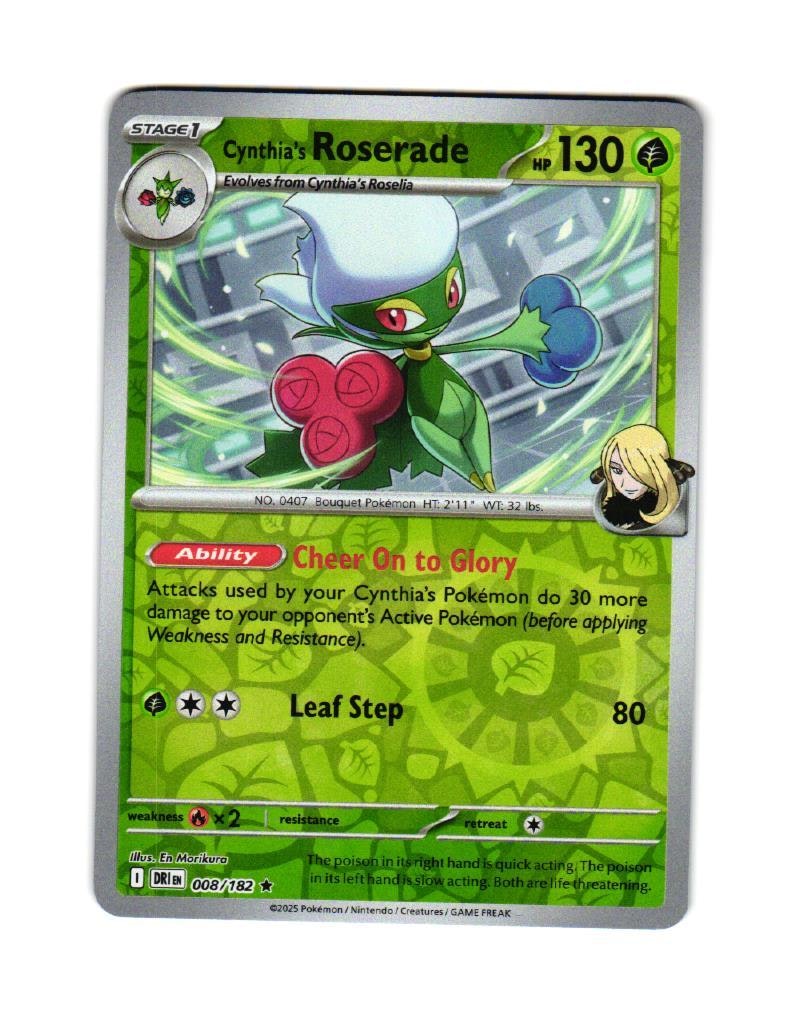Cynthias Roserade Reverse Holo Rare 008/182 Destined Rivals Pokemon