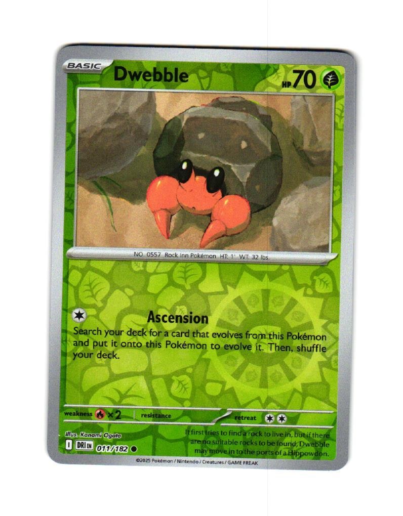 Dwebble Reverse Holo Common 011/182 Destined Rivals Pokemon
