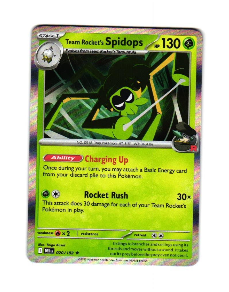 Team Rockets Spidos Holo Rare 020/182 Destined Rivals Pokemon
