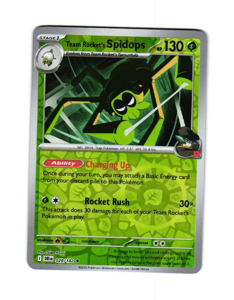 Team Rockets Spidos Reverse Holo Rare 020/182 Destined Rivals Pokemon