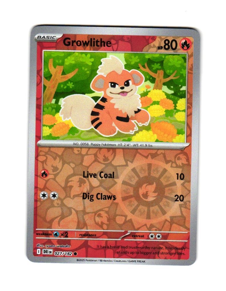Growlithe Reverse Holo Common 027/182 Destined Rivals Pokemon