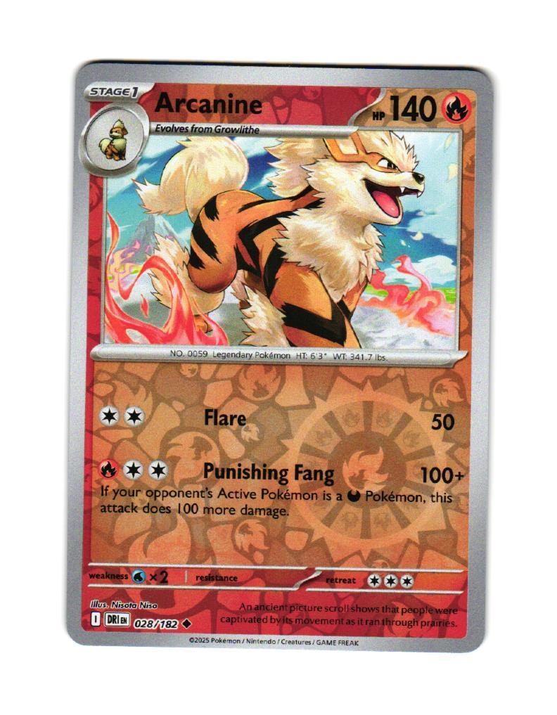 Arcanine Reverse Holo Uncommon 028/182 Destined Rivals Pokemon