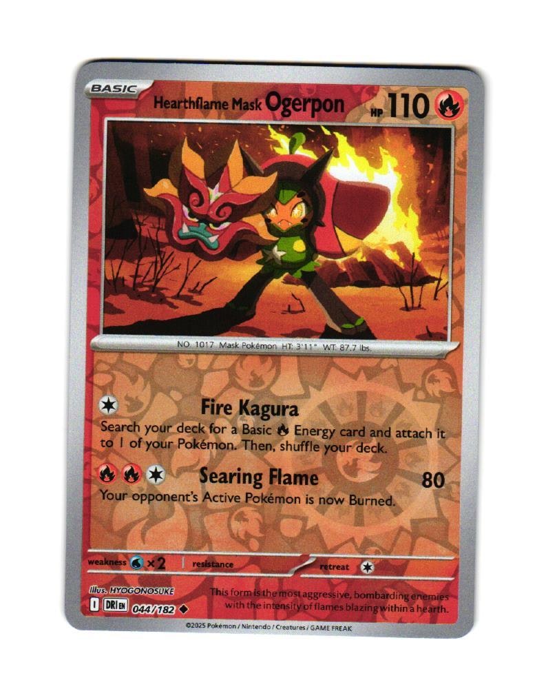 Hearthflame Mask Ogerpon Reverse Holo Uncommon 044/182 Destined Rivals Pokemon