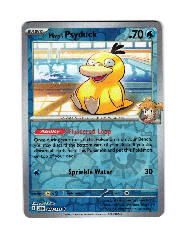Mistys Psyduck Reverse Holo Uncommon 045/182 Destined Rivals Pokemon