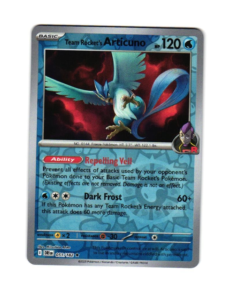 Team Rockets Articuno Reverse Holo Rare 051/182 Destined Rivals Pokemon