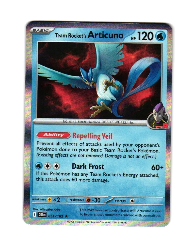 Team Rockets Articuno Holo Rare 051/182 Destined Rivals Pokemon