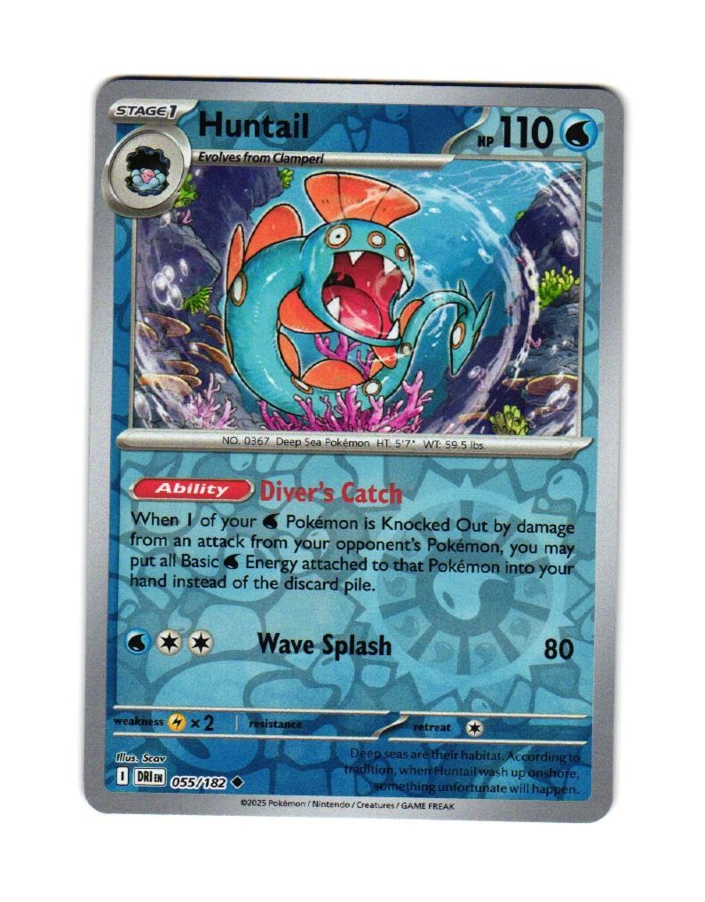 Huntail Reverse Holo Uncommon 055/182 Destined Rivals Pokemon