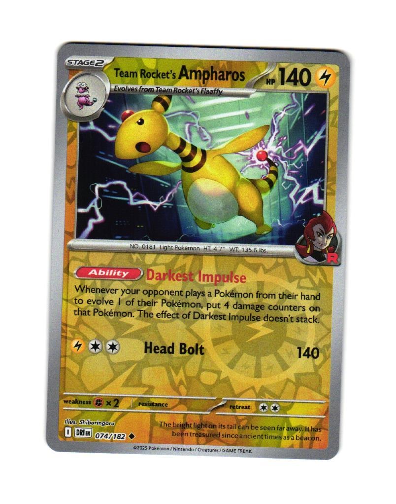 Team Rockets Ampharos Reverse Holo Uncommon 074/182 Destined Rivals Pokemon