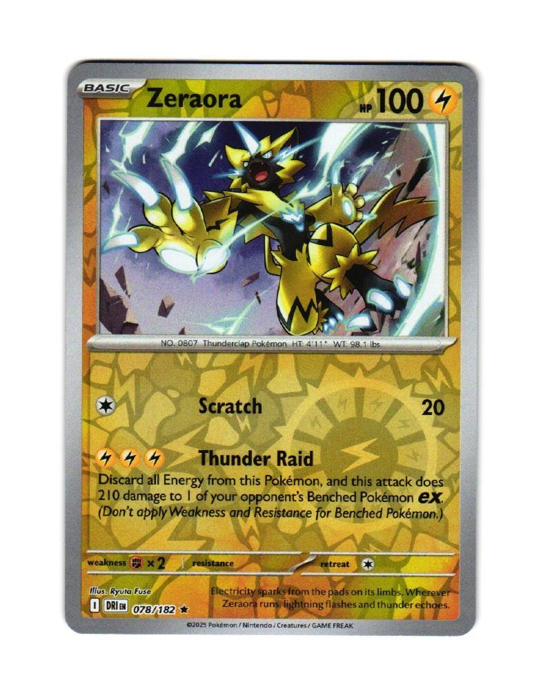 Zeraora Reverse Holo Rare 078/182 Destined Rivals Pokemon