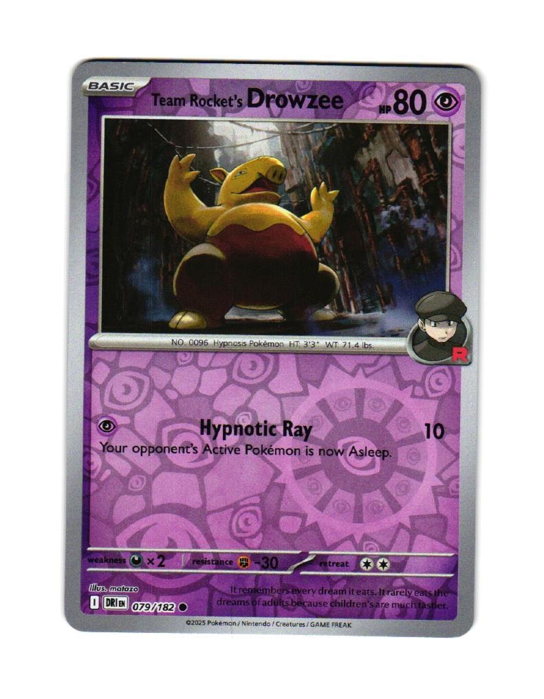 Team Rockets Drowzee Reverse Holo Common 079/182 Destined Rivals Pokemon