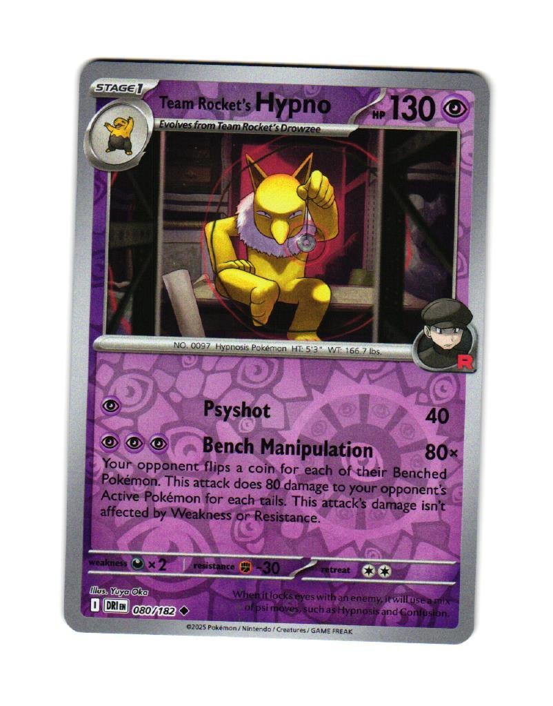 Team Rockets Hypno Reverse Holo Uncommon 080/182 Destined Rivals Pokemon