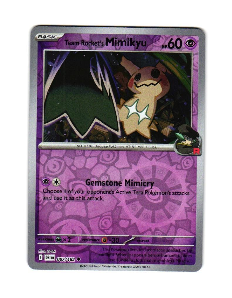 Team Rocket Mimikyu Reverse Holo Uncommon 087/182 Destined Rivals Pokemon