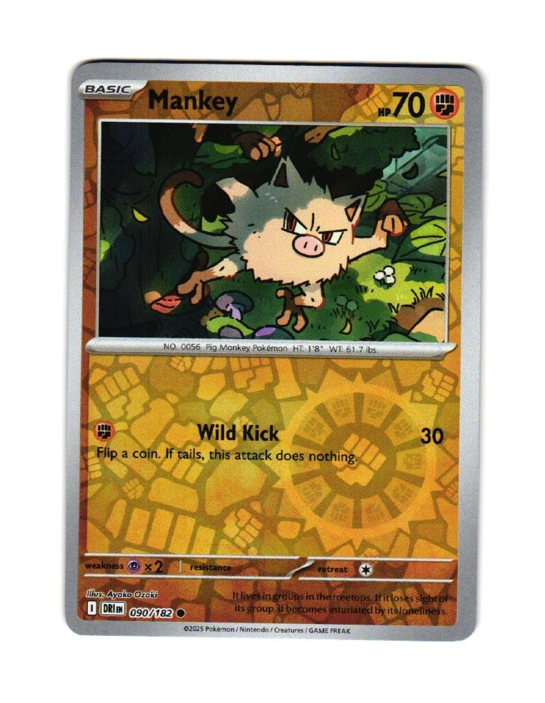 Mankey Reverse Holo Common 090/182 Destined Rivals Pokemon