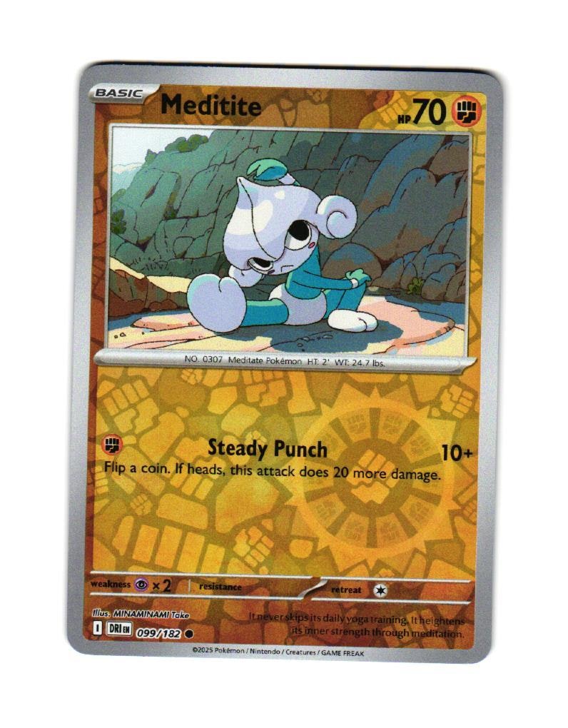 Meditite Reverse Holo Common 099/182 Destined Rivals Pokemon
