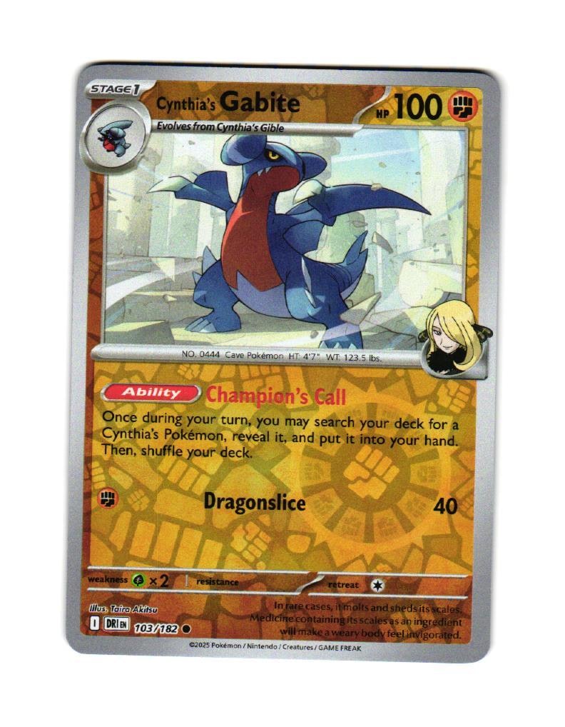 Cynthias Gabite Reverse Holo Common 103/182 Destined Rivals Pokemon