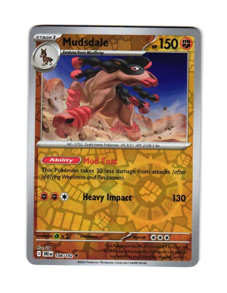Mudsdale Reverse Holo Uncommon 108/182 Destined Rivals Pokemon