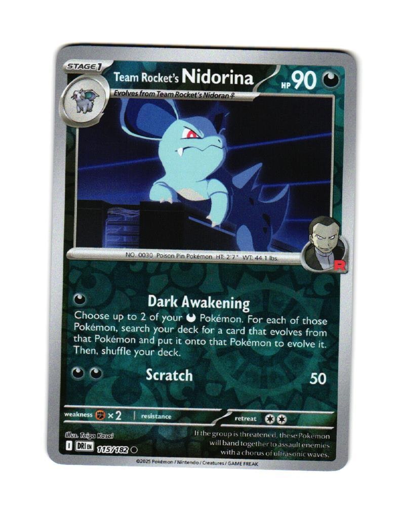 Team Rockets Nidorina Reverse Holo Common 115/182 Destined Rivals Pokemon