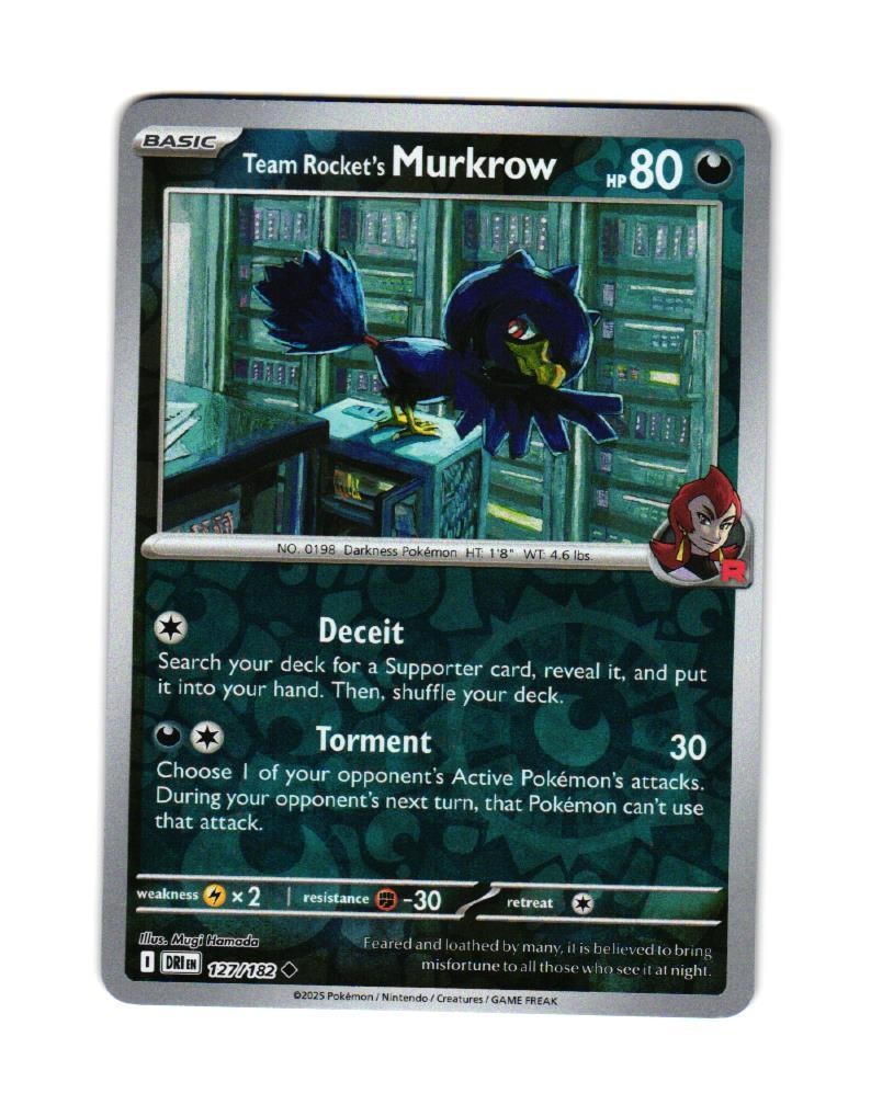 Team Rockets Murkrow Reverse Holo Uncommon 127/182 Destined Rivals Pokemon