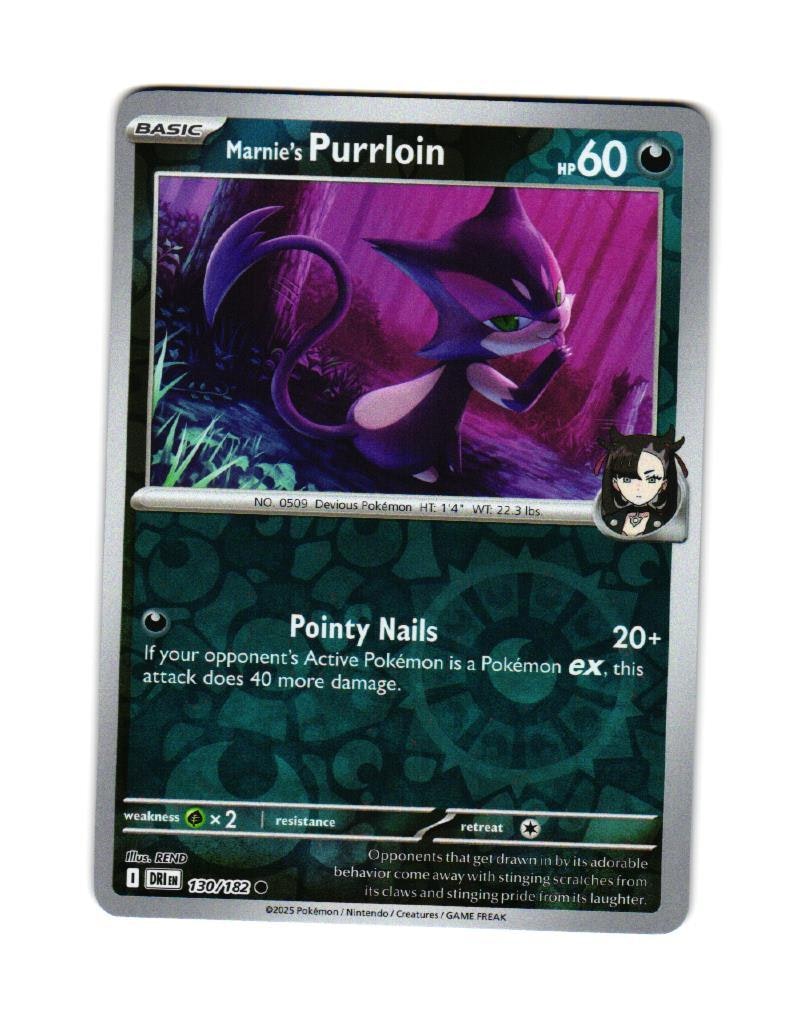 Marnies Purrloin Reverse Holo Common 130/182 Destined Rivals Pokemon