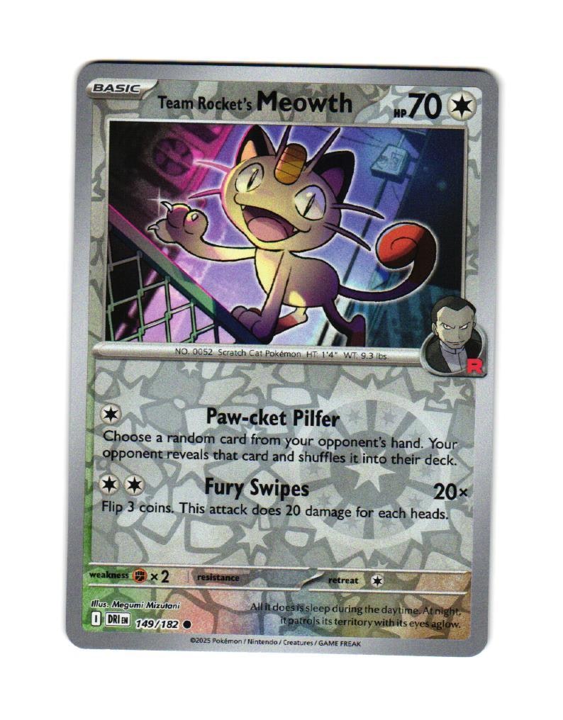 Team Rockets Meowth Reverse Holo Common 149/182 Destined Rivals Pokemon
