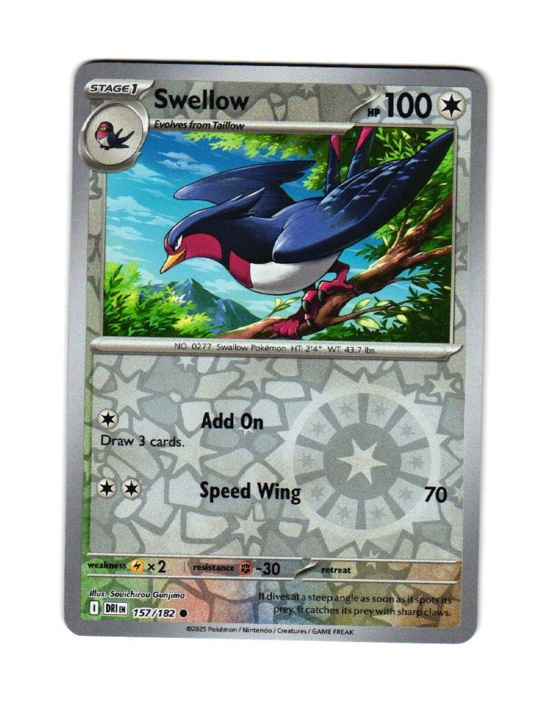 Swellow Reverse Holo Common 157/182 Destined Rivals Pokemon