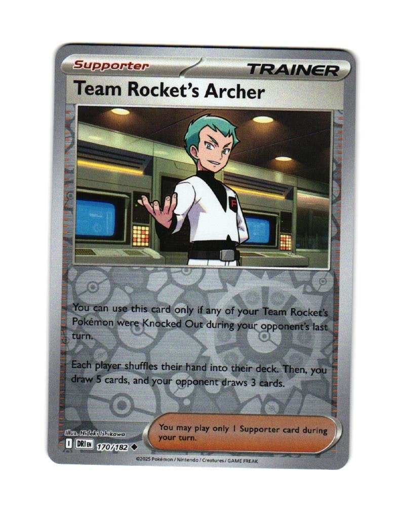 Team Rockets Archer Reverse Holo Uncommon 170/182 Destined Rivals Pokemon