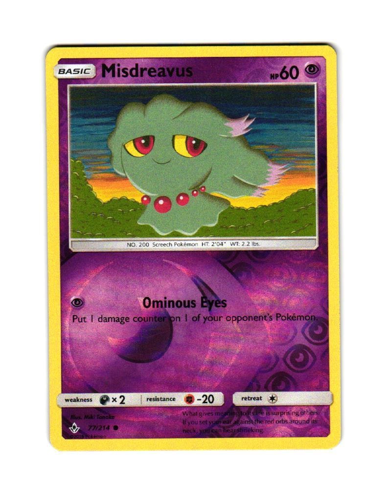 Misdeavus Reverse Holo Common 77/214 Unbroken Bonds Pokemon