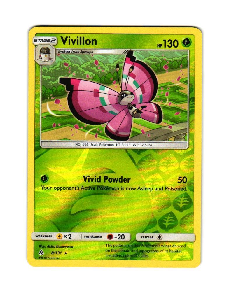 Vivillon Reverse Holo Rare 8/131 Forbidden Light Pokemon