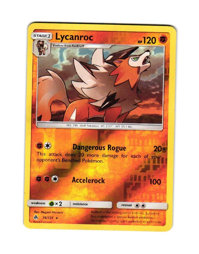 Lycanroc Reverse Holo Rare 76/131 Forbidden Light Pokemon