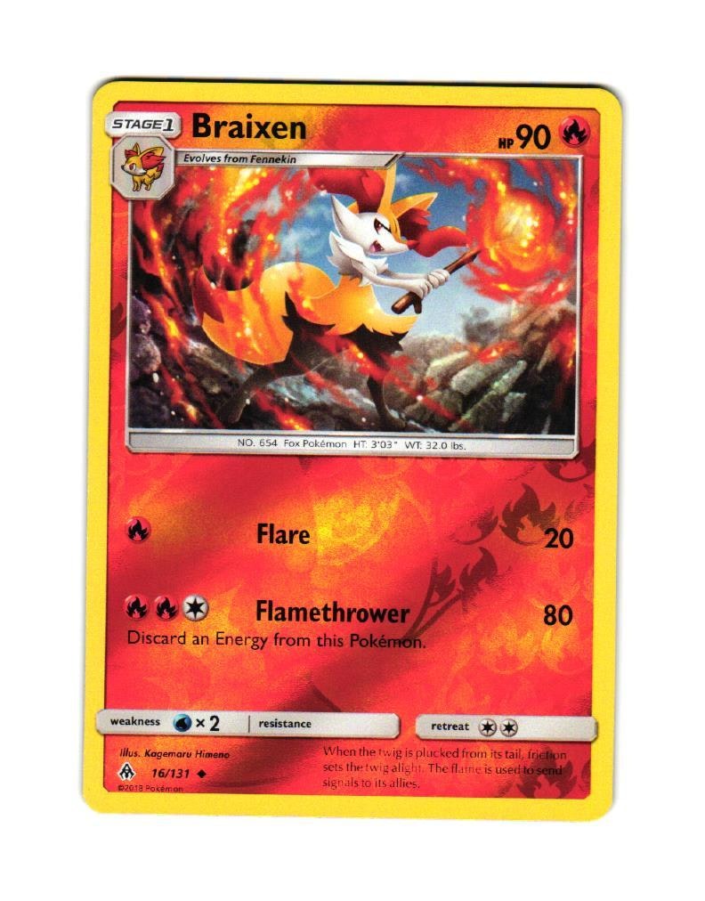 Braixen Reverse Holo Uncommon 16/131 Forbidden Light Pokemon