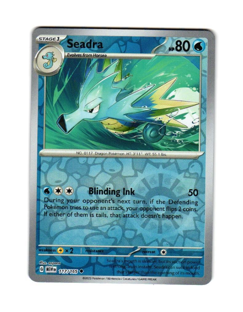 Seadra Reverse Holo Uncommon 117/165 Pokemon 151