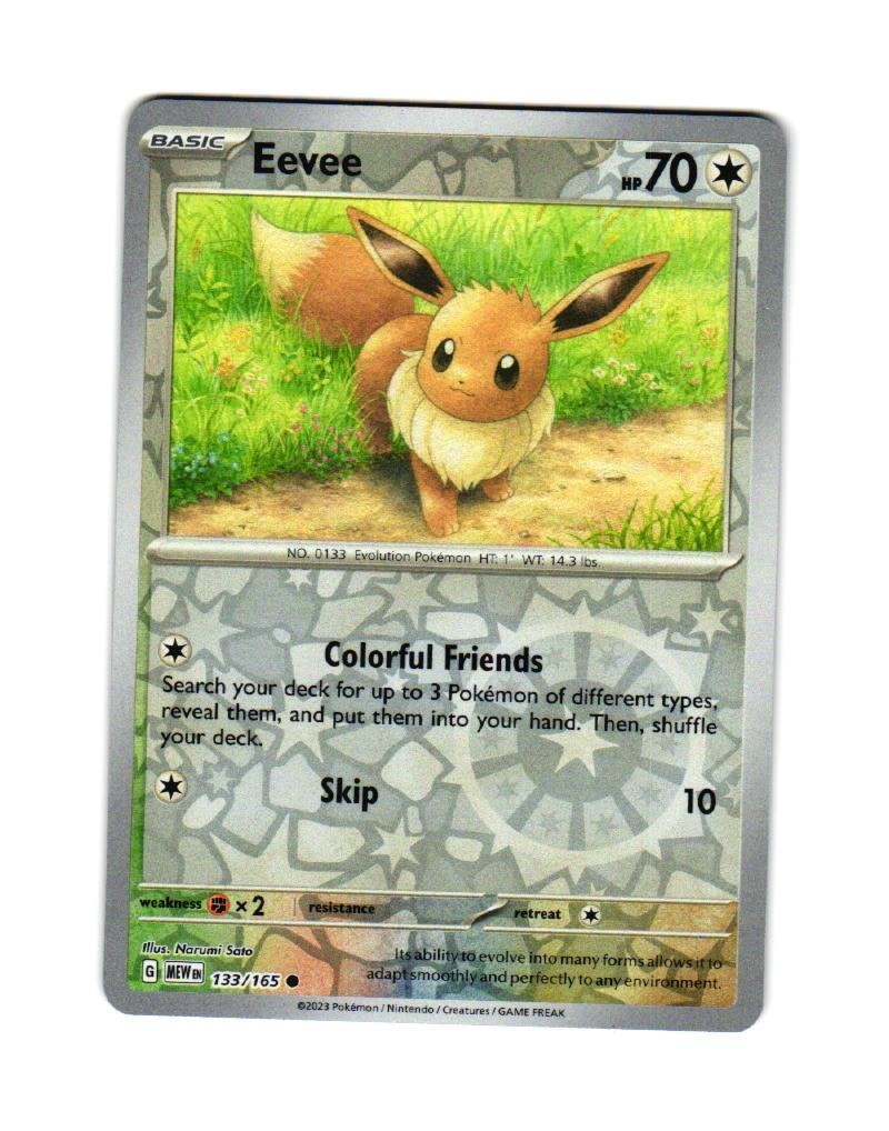 Eevee Reverse Holo Common 133/165 Pokemon 151