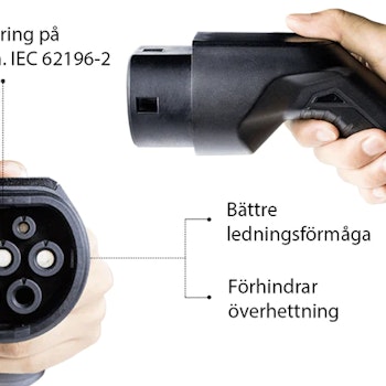 EVconnect laddkabel 11kW - Typ 2, 16A, 3-fas, 3m, spiral