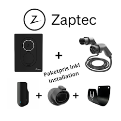 Paketpris 2 Zaptec Go 22kW laddbox + lastbalansering +laddkabel + hållare x2 inkl installation