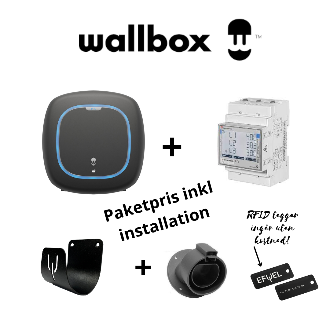 Paketpris 3 Wallbox Pulsar PRO 22kW laddbox + Tibber Pulse + hållare med installation